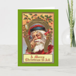 Festiva Tarjeta de felicitación tradicional de Santa Claus