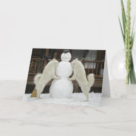 Festiva Tarjeta de felicitación "Tres Snowmen"