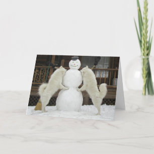 Festiva Tarjeta de felicitación "Tres Snowmen"