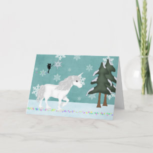 Festiva Tarjeta de felicitación unicornio y de feriado par