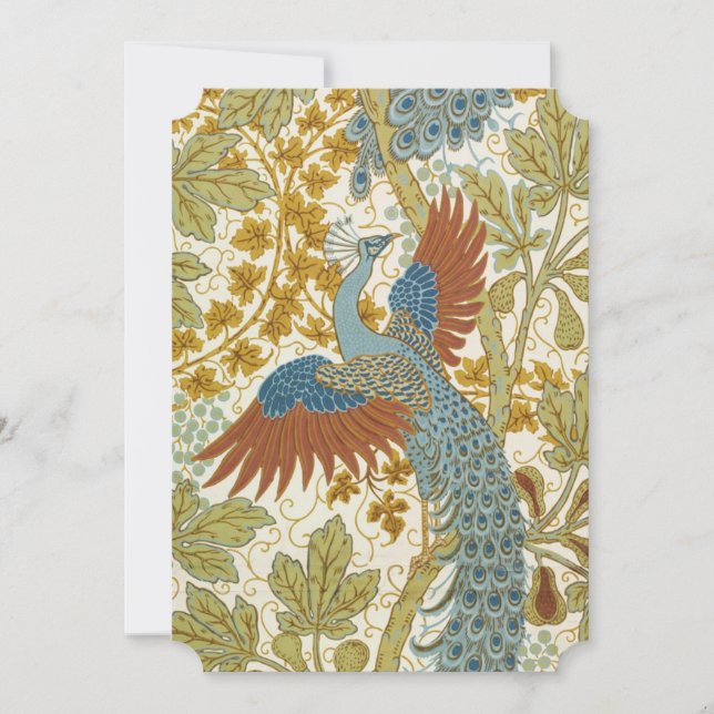 Festiva Tarjeta de felicitación V&A Blue Fig & Peacock (Anverso)