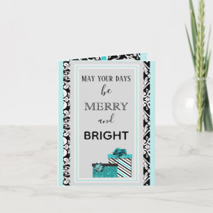 Festiva Tarjeta de felicitación verde azulada del regalo