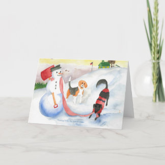 Festiva Tarjeta de felicitación vieja del perro del nuevo