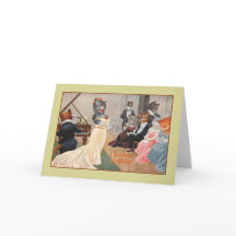 Tarjeta de felicitación Vintage Cats Holiday para 