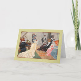 Festiva Tarjeta de felicitación Vintage Cats Holiday para