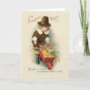 Festiva Tarjeta de felicitación vintage de Acción de Graci