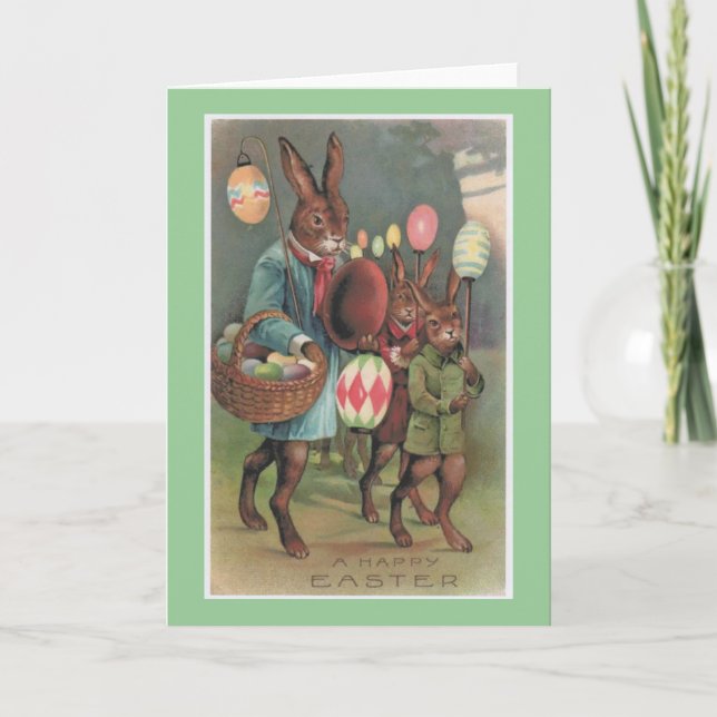 Festiva Tarjeta de felicitación Vintage Easter Bunny & Egg (Anverso)