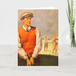 Festiva Tarjeta de felicitación Vintage Golfer