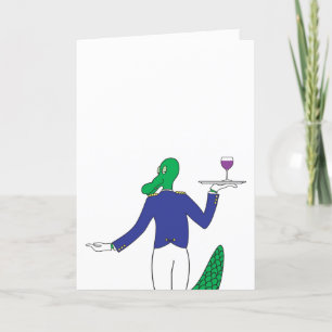Festiva Tarjeta de felicitación Waiter Gator