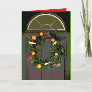 Festiva Tarjeta de felicitación Wreath de la Puerta de Nav