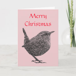 Festiva Tarjeta de felicitación Wren para navidades (Guión