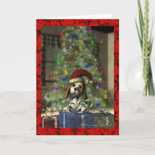 Festiva Tarjeta de felicitación Yule Puppy