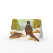Tarjeta de felicitaciones a faisanes de nieve