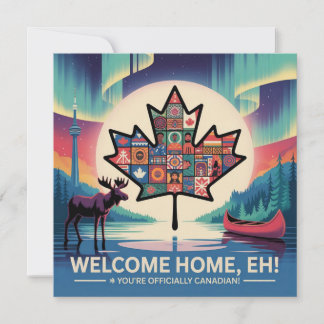 Festiva tarjeta de felicitaciones a la ciudadanía canadien