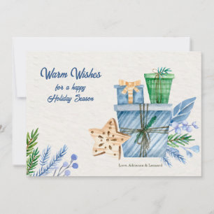 Festiva Tarjeta de Felicitaciones Azul de Temporada de Vac