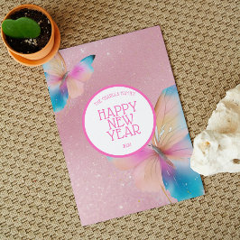 Festiva Tarjeta de felicitaciones de año nuevo de mariposa