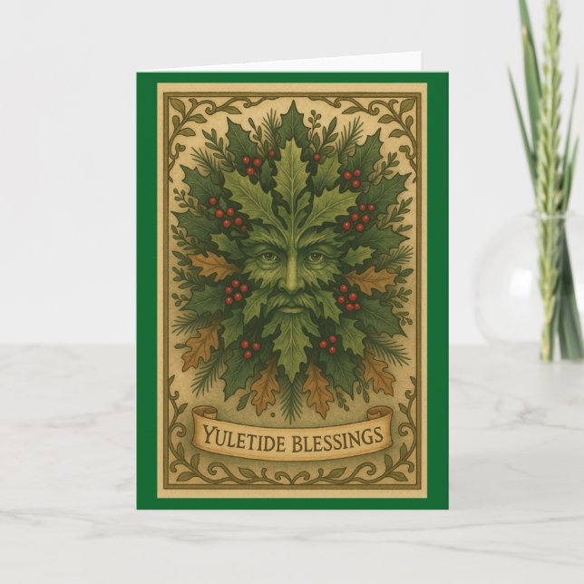 Festiva Tarjeta de Felicitaciones de Bendiciones de Yule (Anverso)