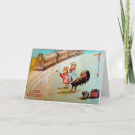 Festiva Tarjeta de felicitaciones de Pascua Vintage Rooste