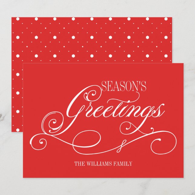 Festiva Tarjeta de felicitaciones de temporada de guiones (Anverso / Reverso)