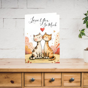 Festiva Tarjeta de Felicitaciones del Gato del Día de San