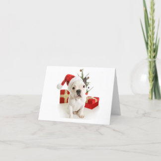 Festiva Tarjeta de felicitaciones navideñas del bulldog fr
