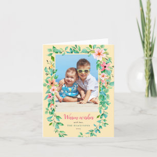 Festiva Tarjeta de Felicitaciones Navideñas Flores Tropica