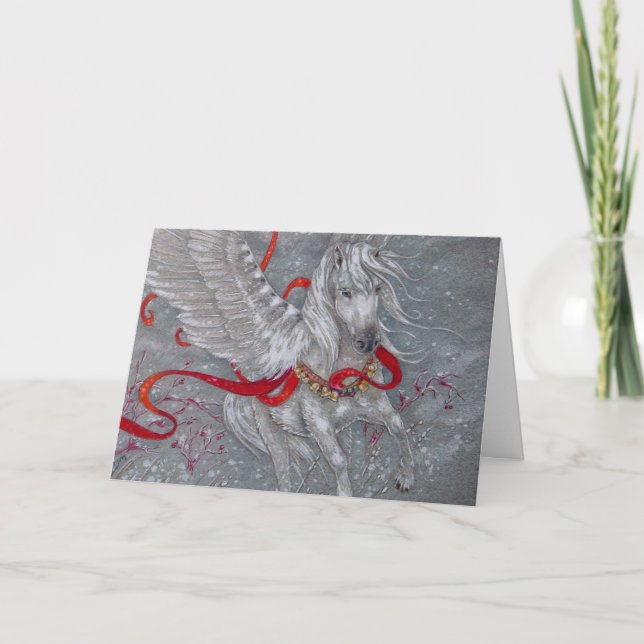 Festiva Tarjeta de Felicitaciones - Pegasus Navideño (Anverso)