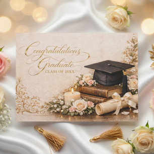 Festiva Tarjeta de Felicitaciones por Graduación Floral