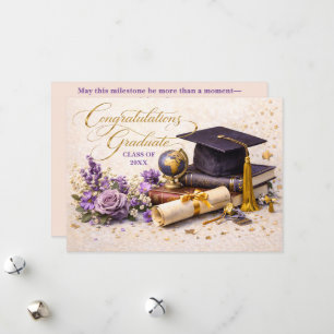 Festiva Tarjeta de Felicitaciones por Graduación Floral