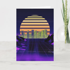 Festiva Tarjeta de felicitaciones Purple Synthwave