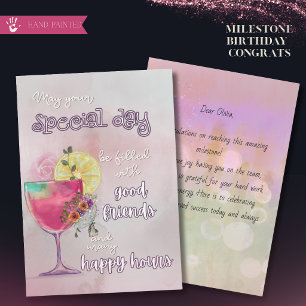 Festiva Tarjeta de Feliz Aniversario de Cóctel Caprichoso
