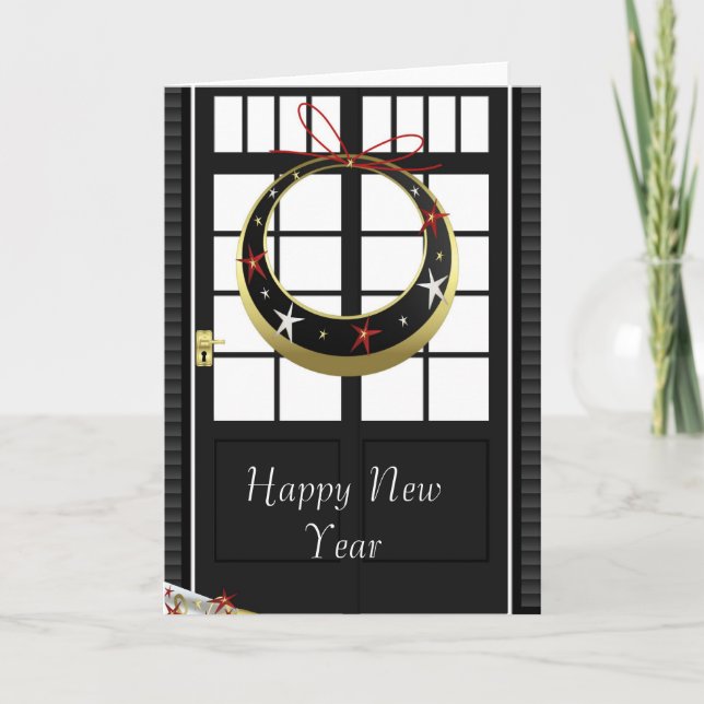 Festiva Tarjeta de Feliz Año Nuevo (Anverso)