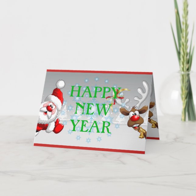 Festiva Tarjeta de Feliz Año Nuevo (Anverso)