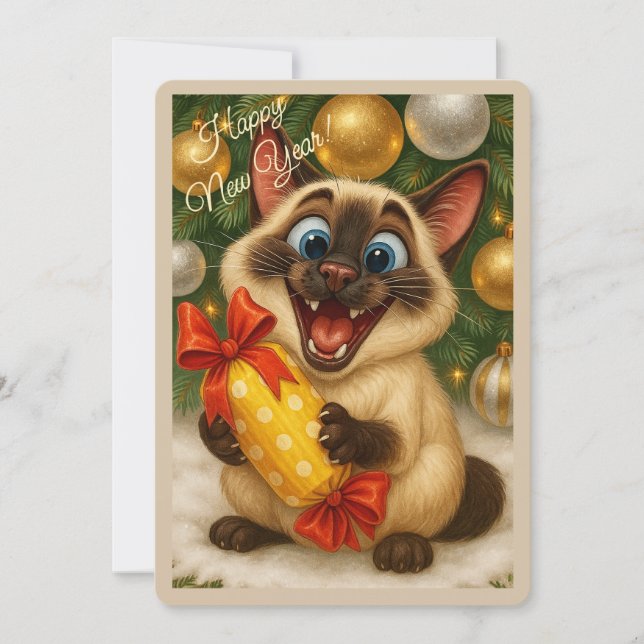 Festiva Tarjeta de Feliz Año Nuevo (Anverso)