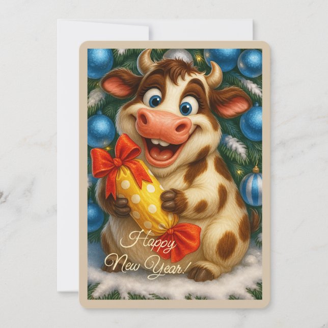 Festiva Tarjeta de Feliz Año Nuevo (Anverso)