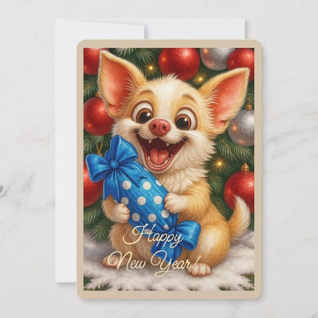 Festiva Tarjeta de Feliz Año Nuevo (Anverso)
