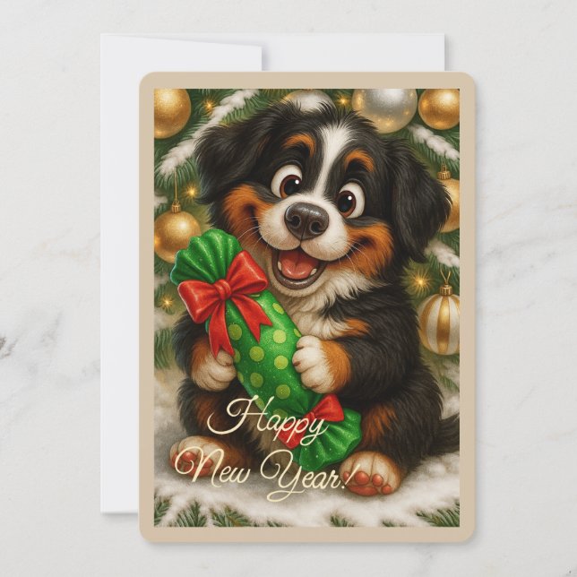 Festiva Tarjeta de Feliz Año Nuevo (Anverso)