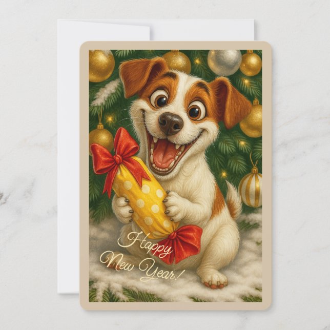 Festiva Tarjeta de Feliz Año Nuevo (Anverso)