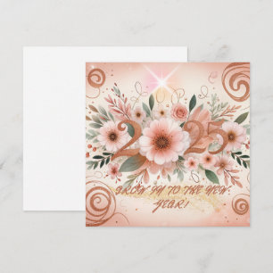 Festiva Tarjeta de Feliz Año Nuevo 2025 con Diseño Floral 