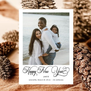 Festiva Tarjeta de Feliz Año Nuevo 4 Foto con Letra Modern