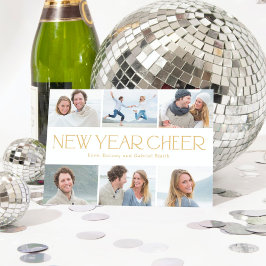 Festiva Tarjeta de Feliz Año Nuevo con Collage Alegre