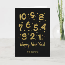 Festiva Tarjeta de Feliz Año Nuevo con cuenta regresiva en