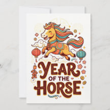 Tarjeta de Feliz Año Nuevo Lunar - Año del Caballo