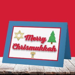 Festiva Tarjeta de Feliz Chrismukkah
