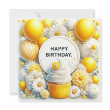 Tarjeta de Feliz Cumpleaños con Cupcake Elegante