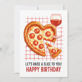 Festiva Tarjeta de Feliz Cumpleaños con Pizza: Celebración