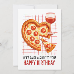 Festiva Tarjeta de Feliz Cumpleaños con Pizza: Celebración