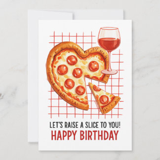 Festiva Tarjeta de Feliz Cumpleaños con Pizza: Celebración
