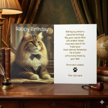 Tarjeta de Feliz Cumpleaños de Gato Bien Vestido