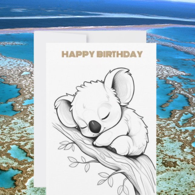 Festiva Tarjeta de feliz cumpleaños de Sleeping koala (Subido por el creador)